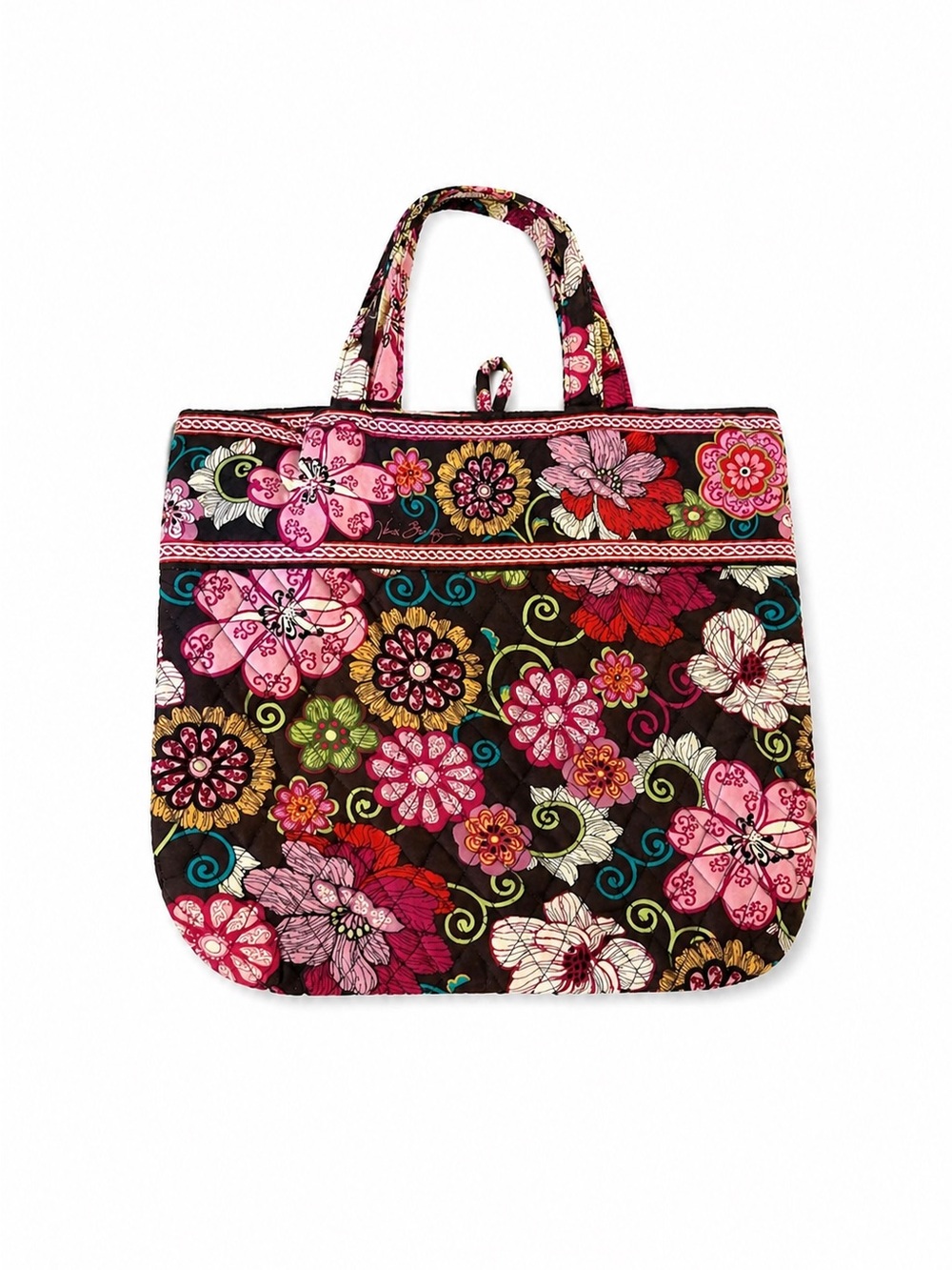 Floral Quilted Tote Bag in Pink and Brown